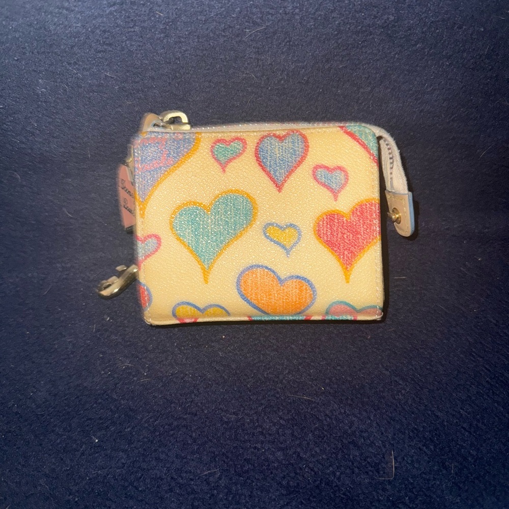 Dooney & Bourke Cream and Blue Wallet Compact Design
